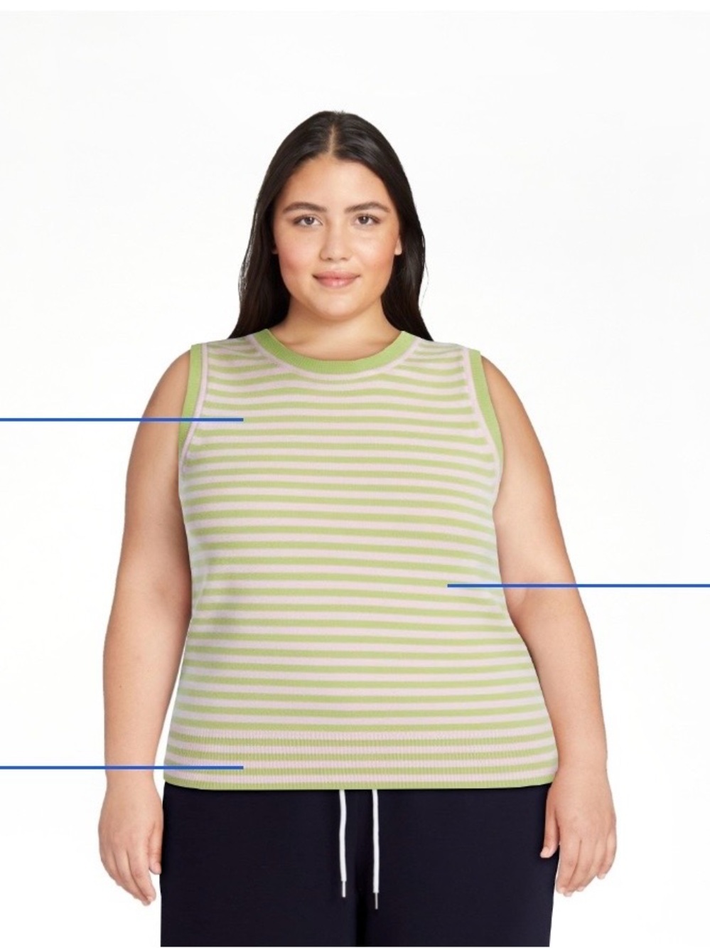 Striped Sleeveless Knit Tank in Lime & Pastel Pink - Free Assembly - Picture 4 of 4